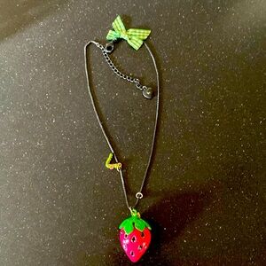 Vintage Betsy Johnson Picnic Strawberry Neclace